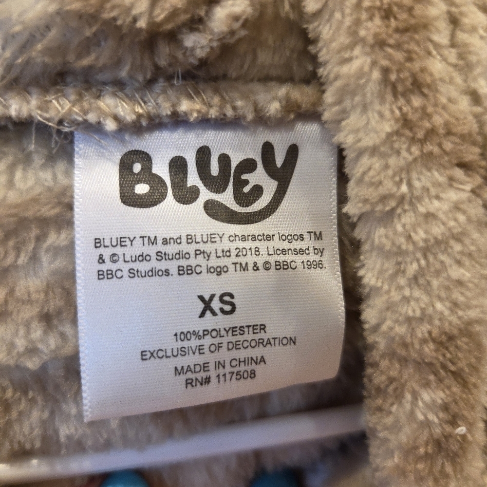 Bluey Women’s Graphic Pullover Hoodie Sweatshirt Tan Leopard Print Fuzzy XS - Picture 5 of 12